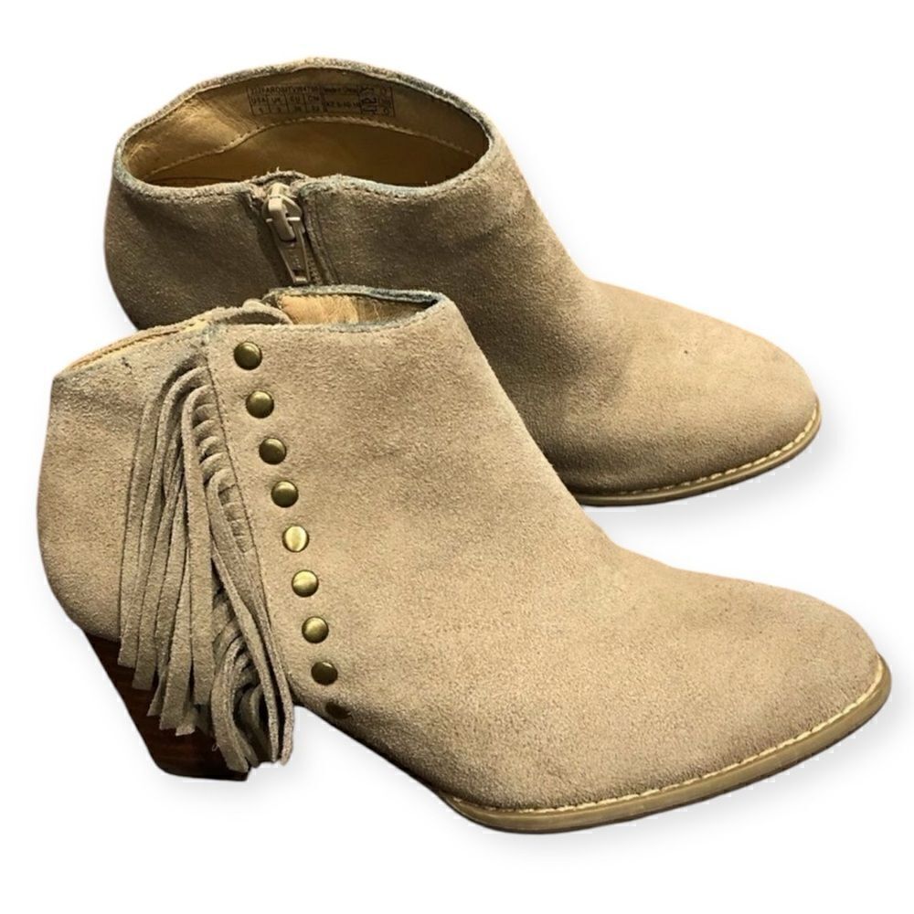 Vionic Tan Upright Faros Suede Heeled Boots Size 5
